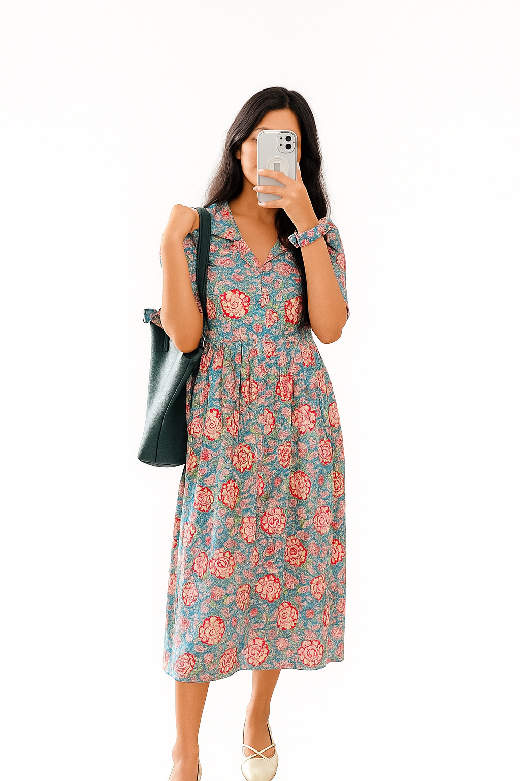Floral Korean-Style Frock with Matching Hair Band